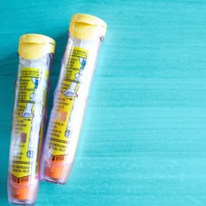 Two epipens with yellow lids