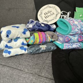 A selection of period pants and pads